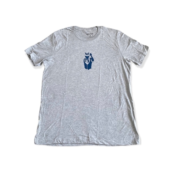 New MADE HERE Sam Icon Cotton Men’s Tee Grey / Navy Short Sleeve T-Shirt - Picture 2 of 5